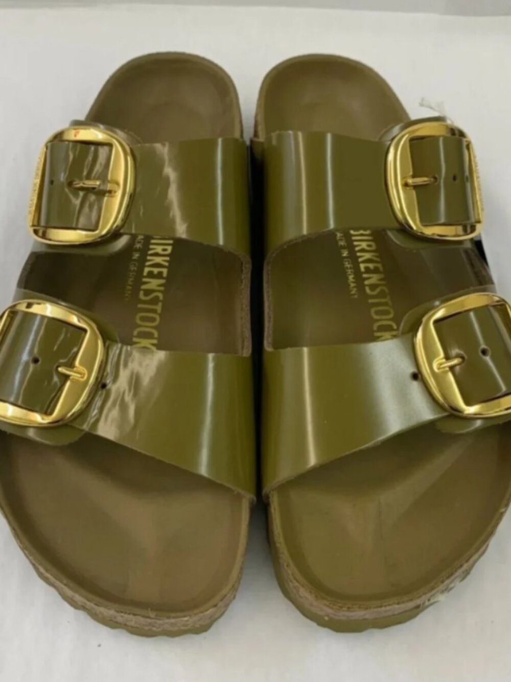 Birkenstock Arizona Big Buckle Mud Green Leather Patent Exquisite Narrow Width